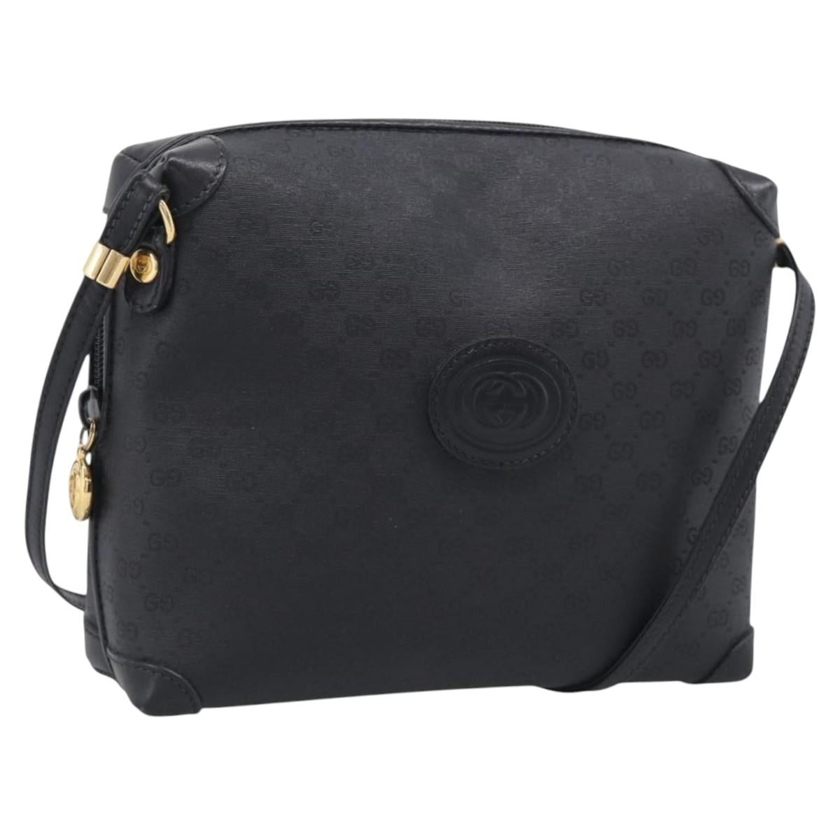 GUCCI Micro GG Shoulder Bag PVC Black Gold Tone 007 115 0093 Auth ep16791