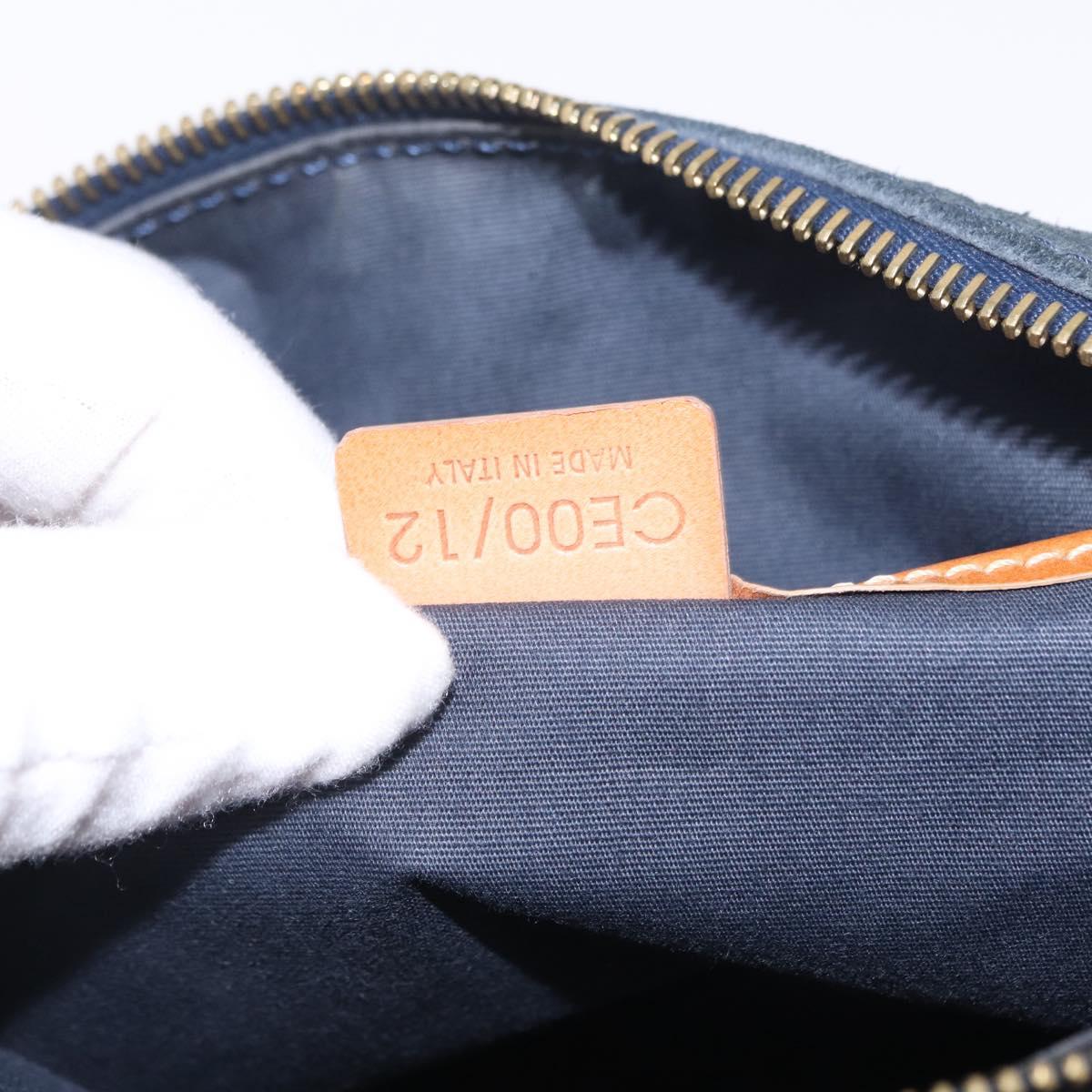CELINE C Macadam Canvas Shoulder Bag Suede Navy Gold Auth ep16792A