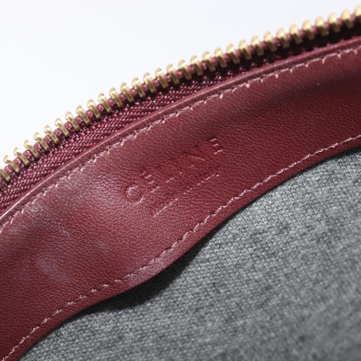CELINE trio Shoulder Bag Leather Bordeaux Gold Auth ep16797A