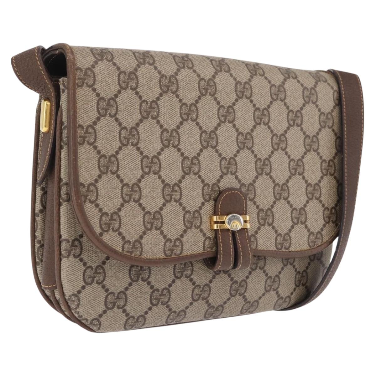 GUCCI GG Supreme Shoulder Bag PVC Beige Gold Tone 001 406 1780 Auth ep16798