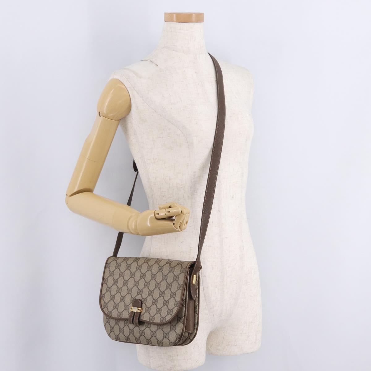 GUCCI GG Supreme Shoulder Bag PVC Beige Gold Tone 001 406 1780 Auth ep16798