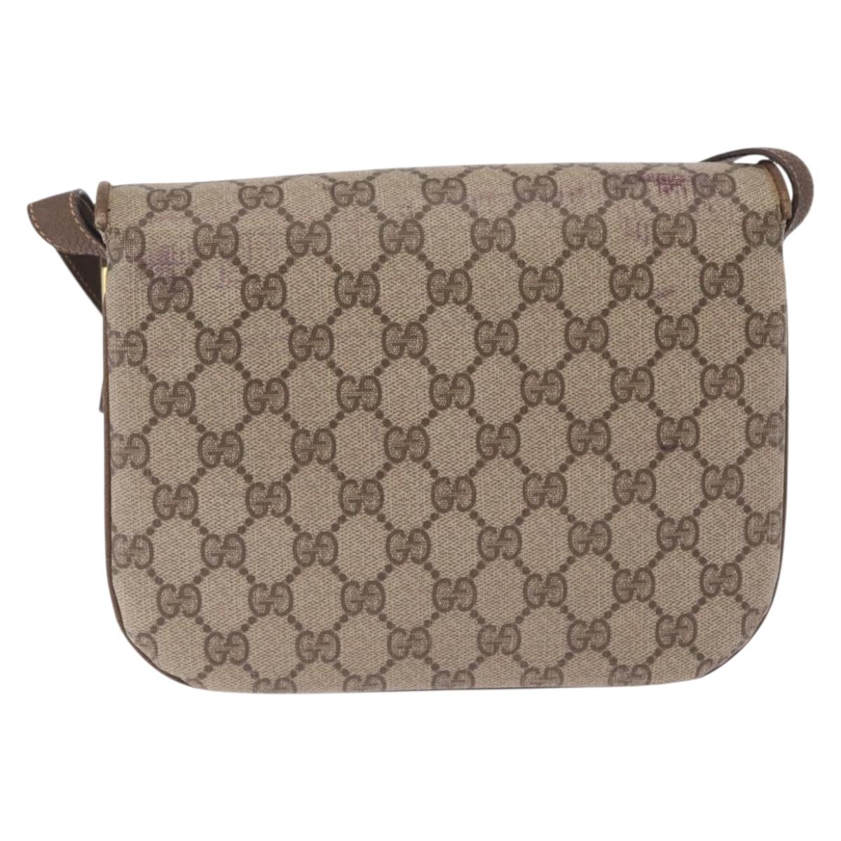 GUCCI GG Supreme Shoulder Bag PVC Beige Gold Tone 001 406 1780 Auth ep16798