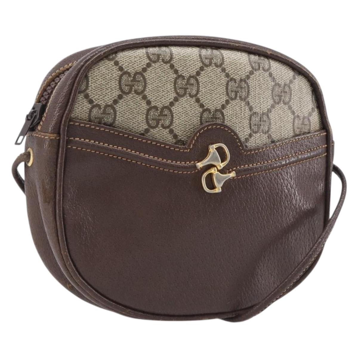 GUCCI GG Supreme Shoulder Bag PVC Beige Gold Auth ep16801