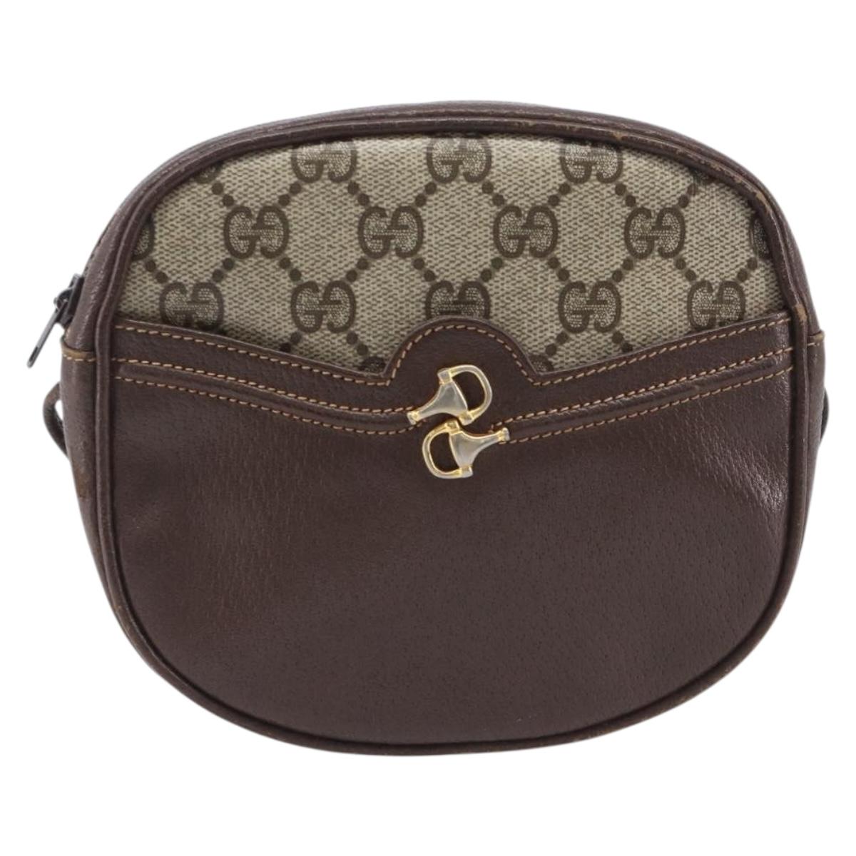 GUCCI GG Supreme Shoulder Bag PVC Beige Gold Auth ep16801