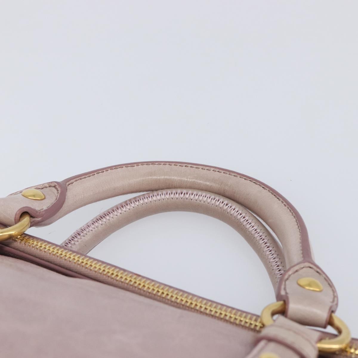 Miu Miu Side ribbon Hand Bag Leather 2way Pink Gold Auth ep16810V