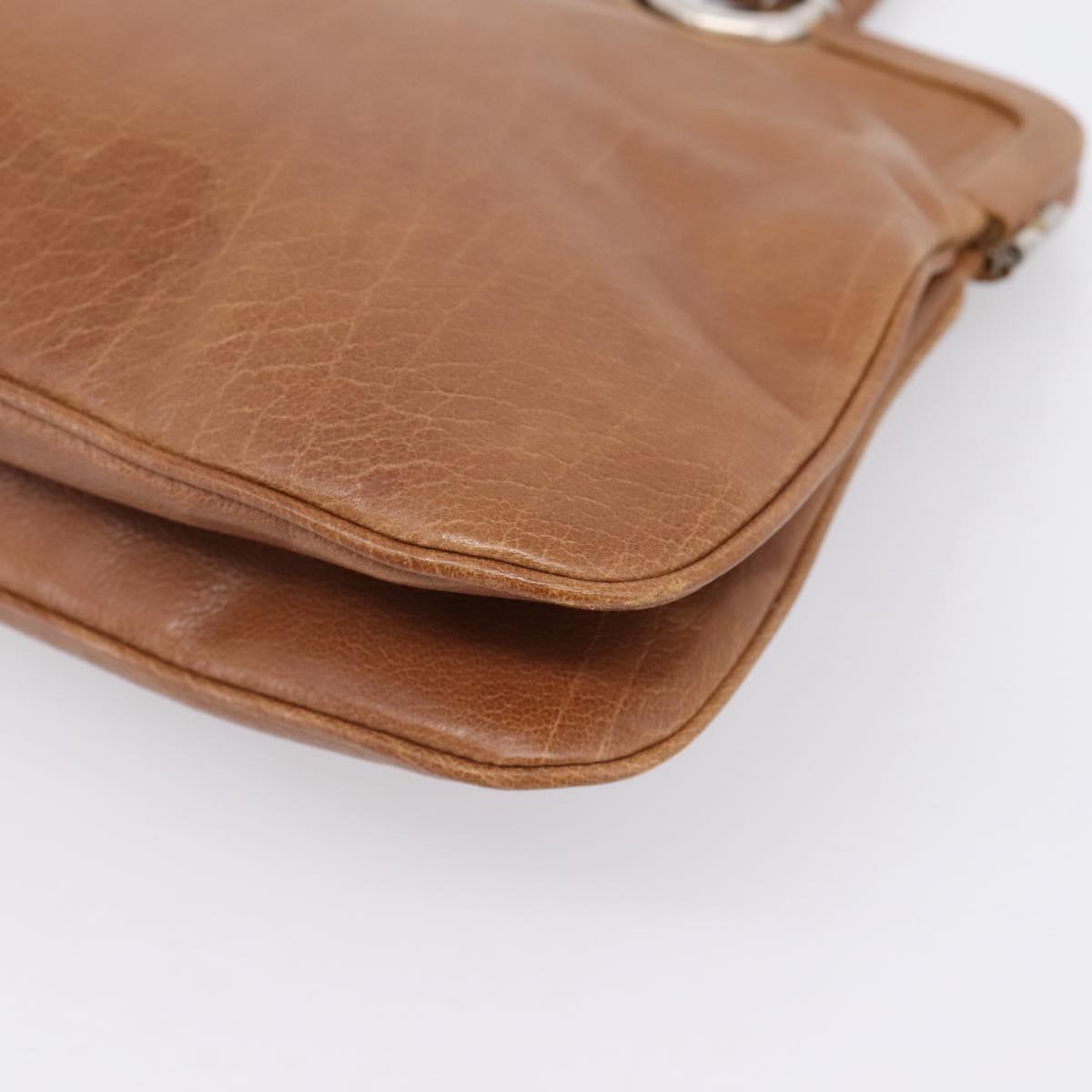 Bottega Veneta Hand Bag Leather Brown Silver Auth ep16812