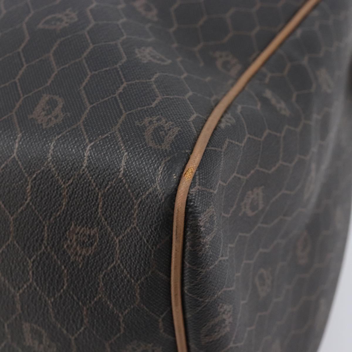 Christian Dior Honeycomb Canvas Boston Bag PVC Black Gold Auth ep16813