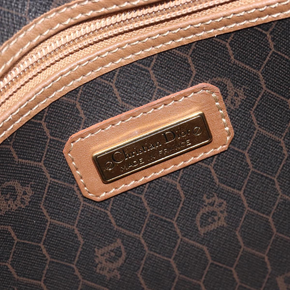 Christian Dior Honeycomb Canvas Boston Bag PVC Black Gold Auth ep16813