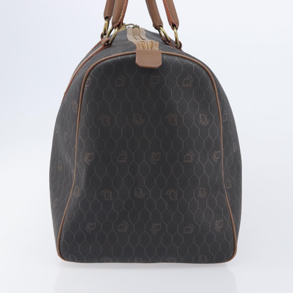 Christian Dior Honeycomb Canvas Boston Bag PVC Black Gold Auth ep16813