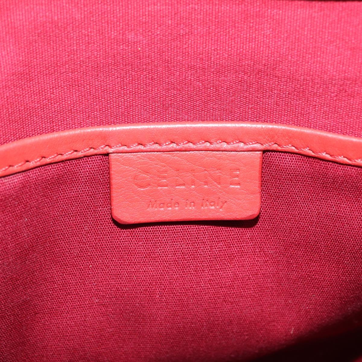 CELINE Luggage Nano Shopper Hand Bag Leather 2way Red Gold Auth ep16814A