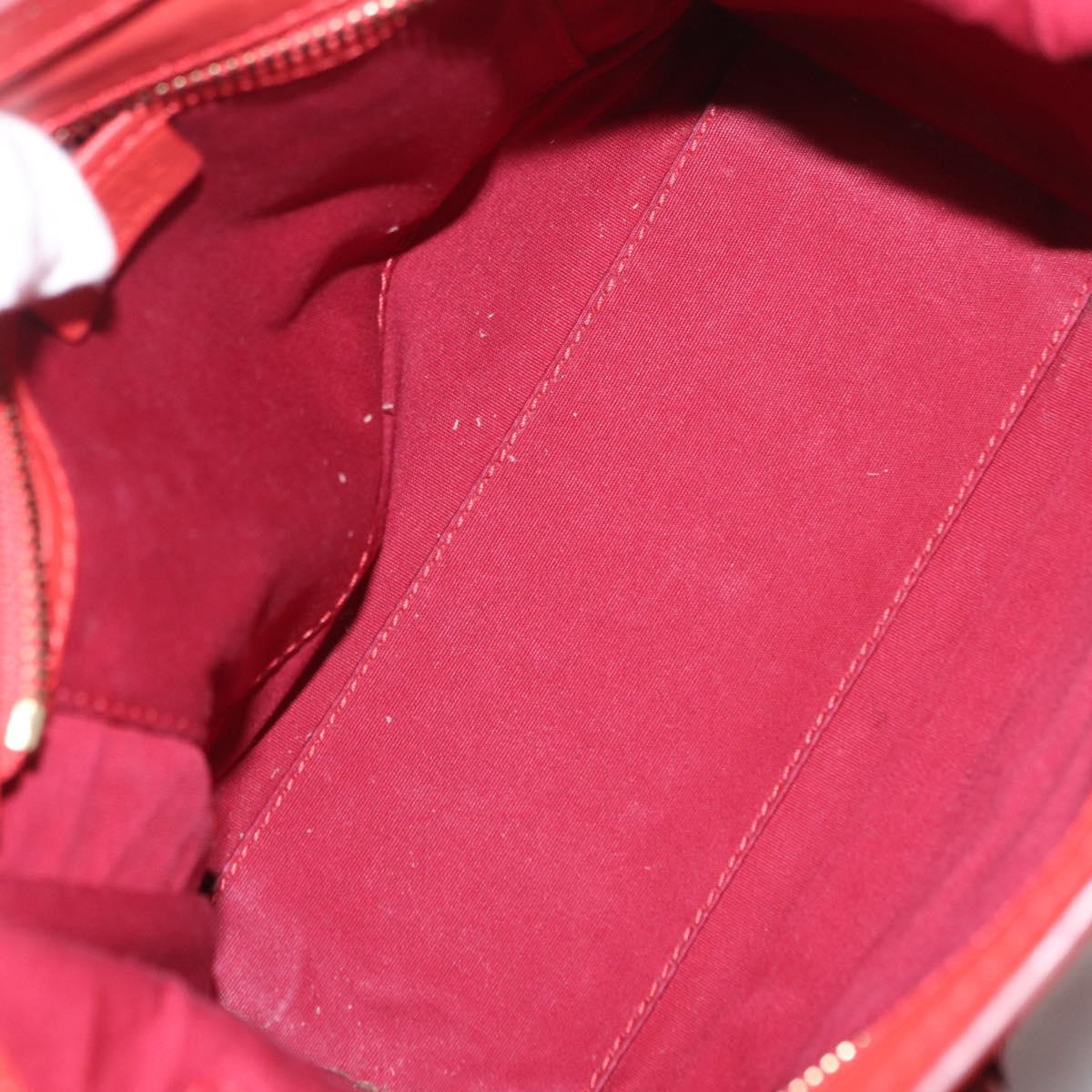 CELINE Luggage Nano Shopper Hand Bag Leather 2way Red Gold Auth ep16814A