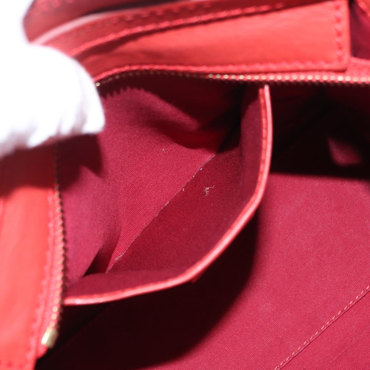 CELINE Luggage Nano Shopper Hand Bag Leather 2way Red Gold Auth ep16814A