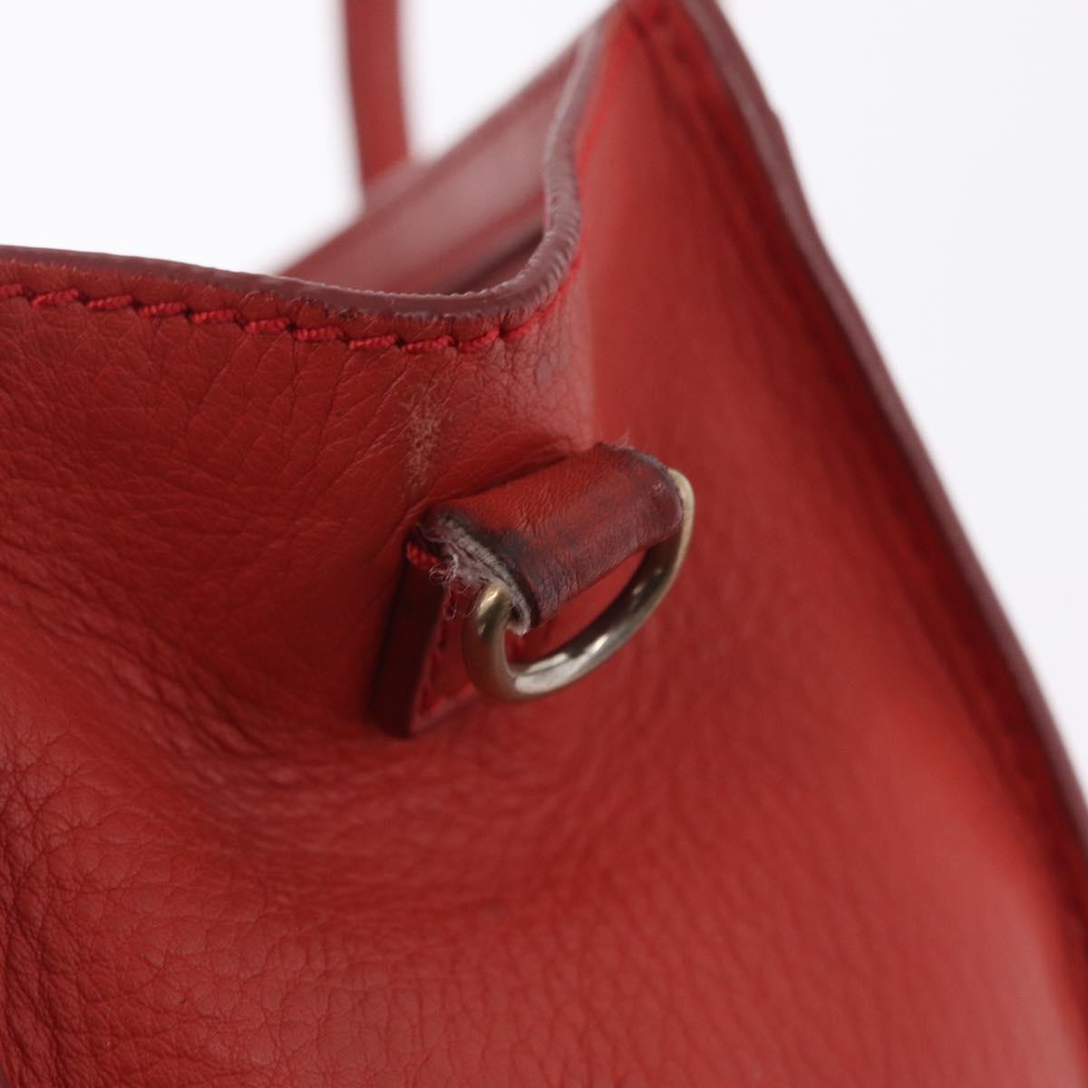 CELINE Luggage Nano Shopper Hand Bag Leather 2way Red Gold Auth ep16814A