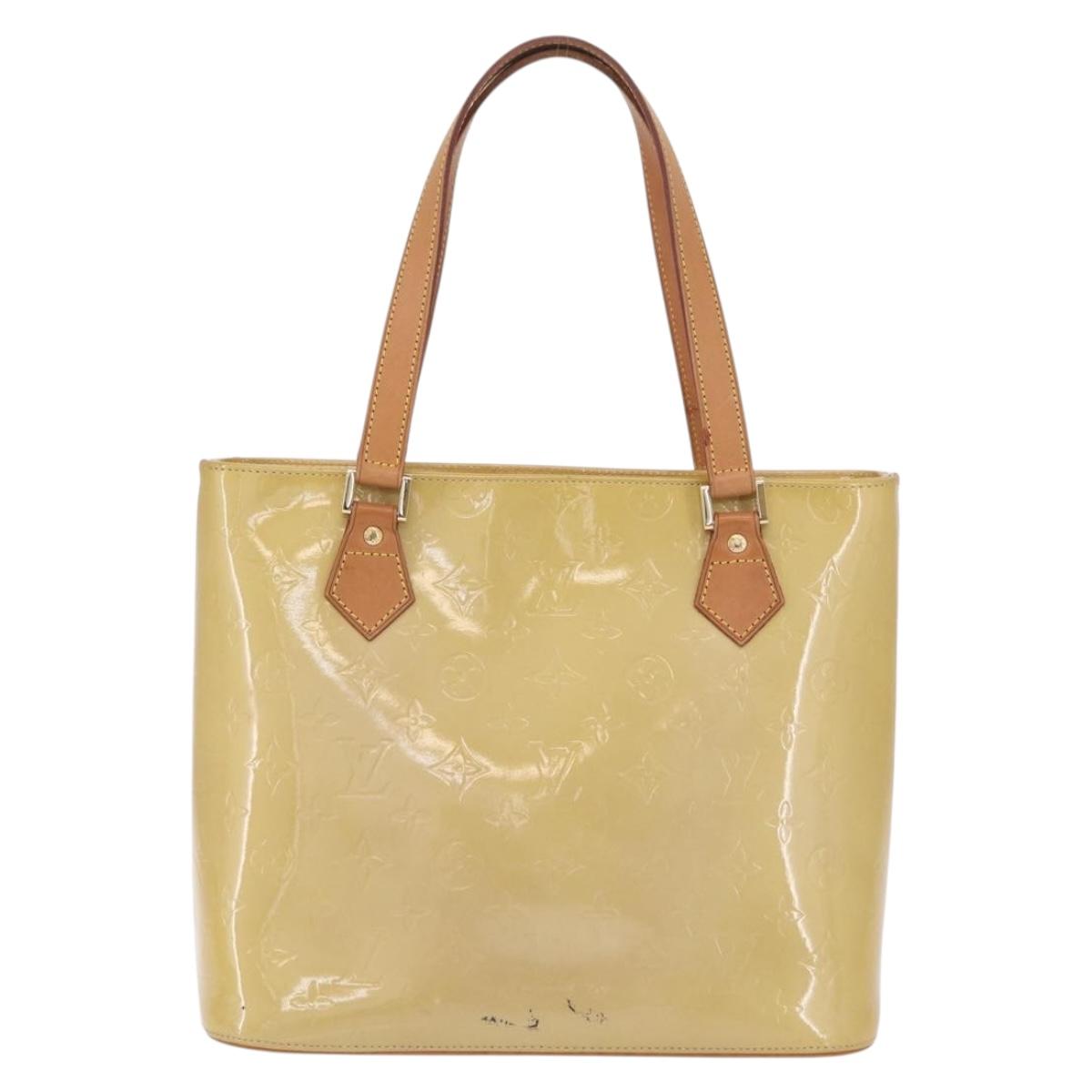 LOUIS VUITTON Monogram Vernis Houston Hand Bag Beige M91004 LV Auth ep16815