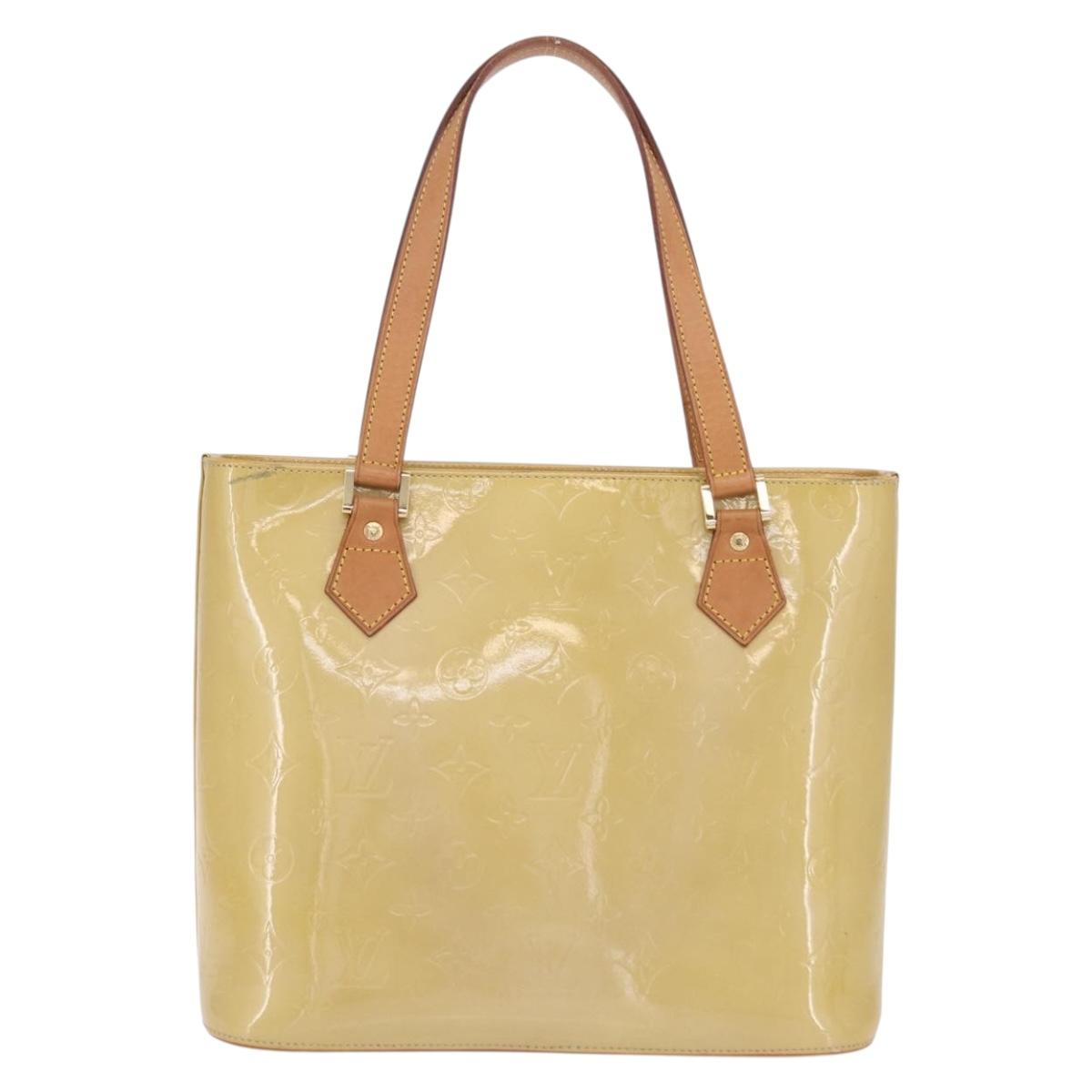 LOUIS VUITTON Monogram Vernis Houston Hand Bag Beige M91004 LV Auth ep16815