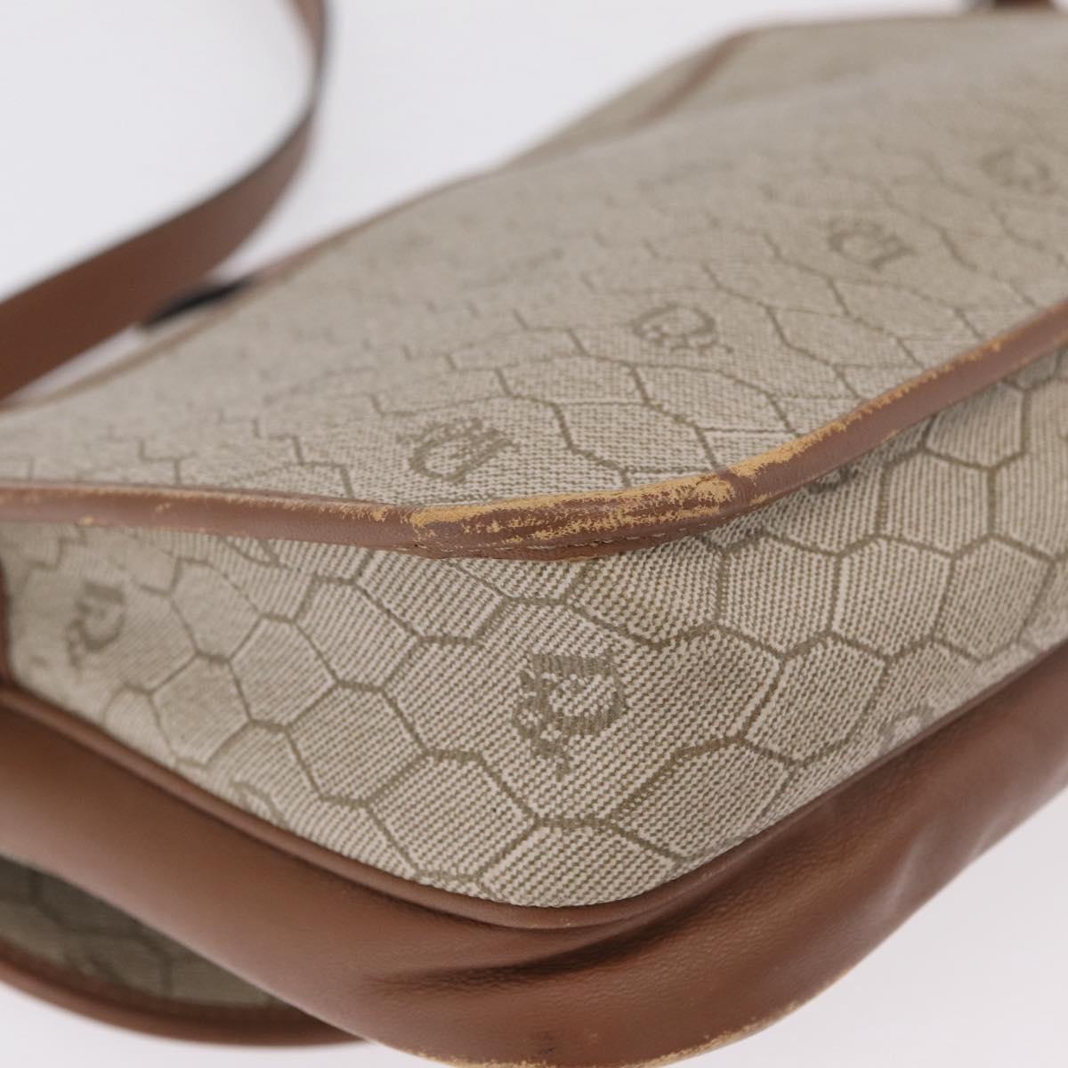 Christian Dior Honeycomb Canvas Shoulder Bag PVC Beige Gold Auth ep16823