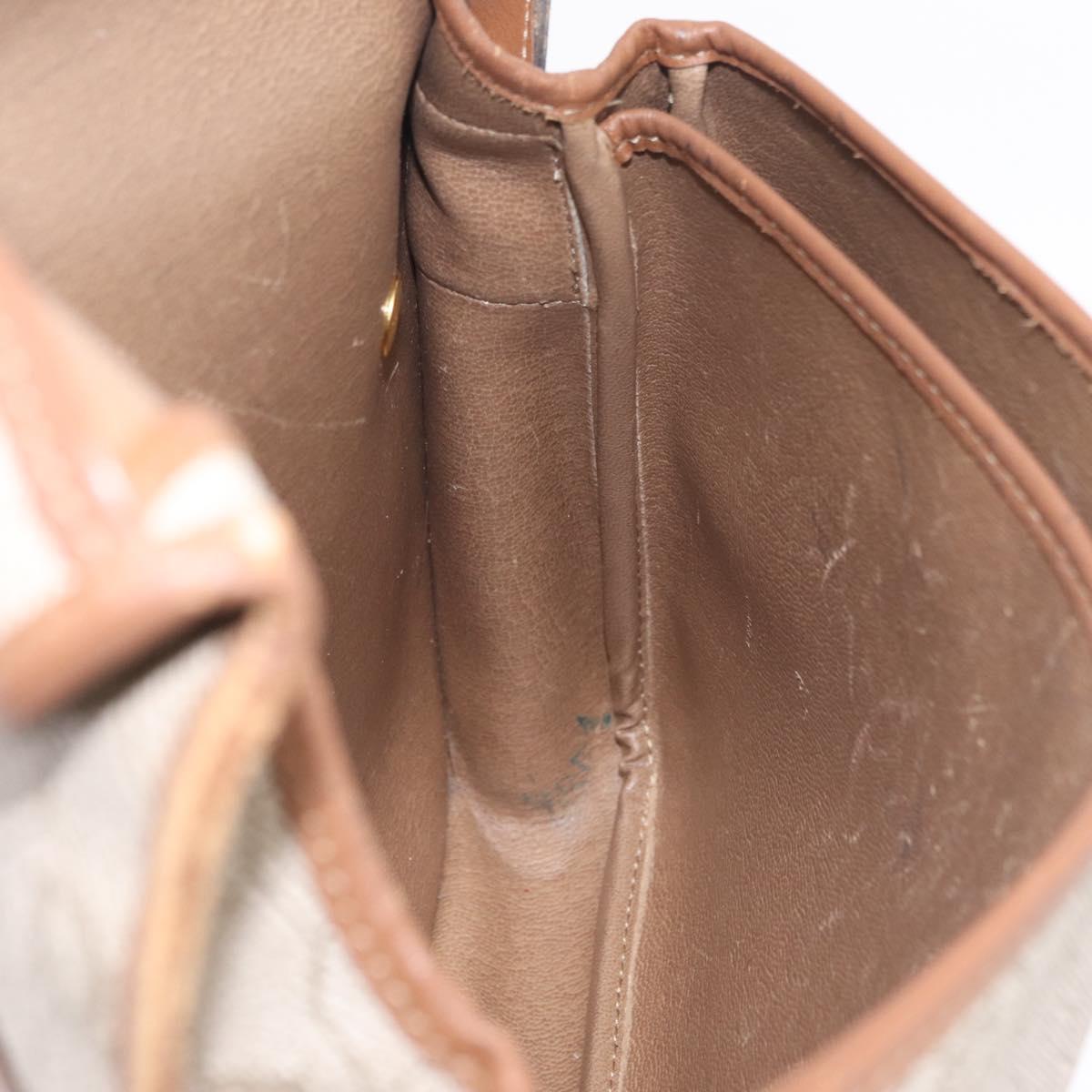 Christian Dior Honeycomb Canvas Shoulder Bag PVC Beige Gold Auth ep16823