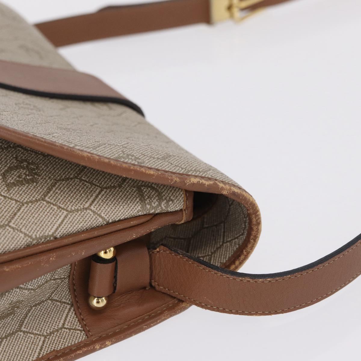 Christian Dior Honeycomb Canvas Shoulder Bag PVC Beige Gold Auth ep16823