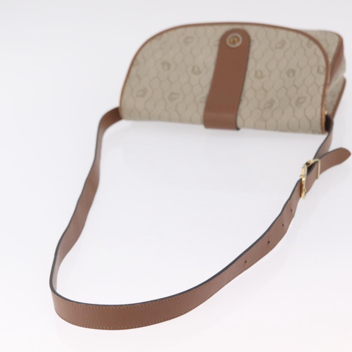 Christian Dior Honeycomb Canvas Shoulder Bag PVC Beige Gold Auth ep16823