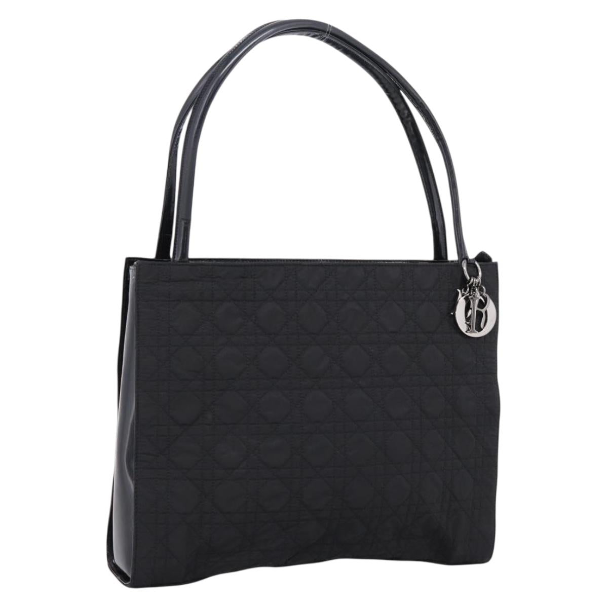 Christian Dior Canage Shoulder Bag Nylon Black Silver Auth ep16826A