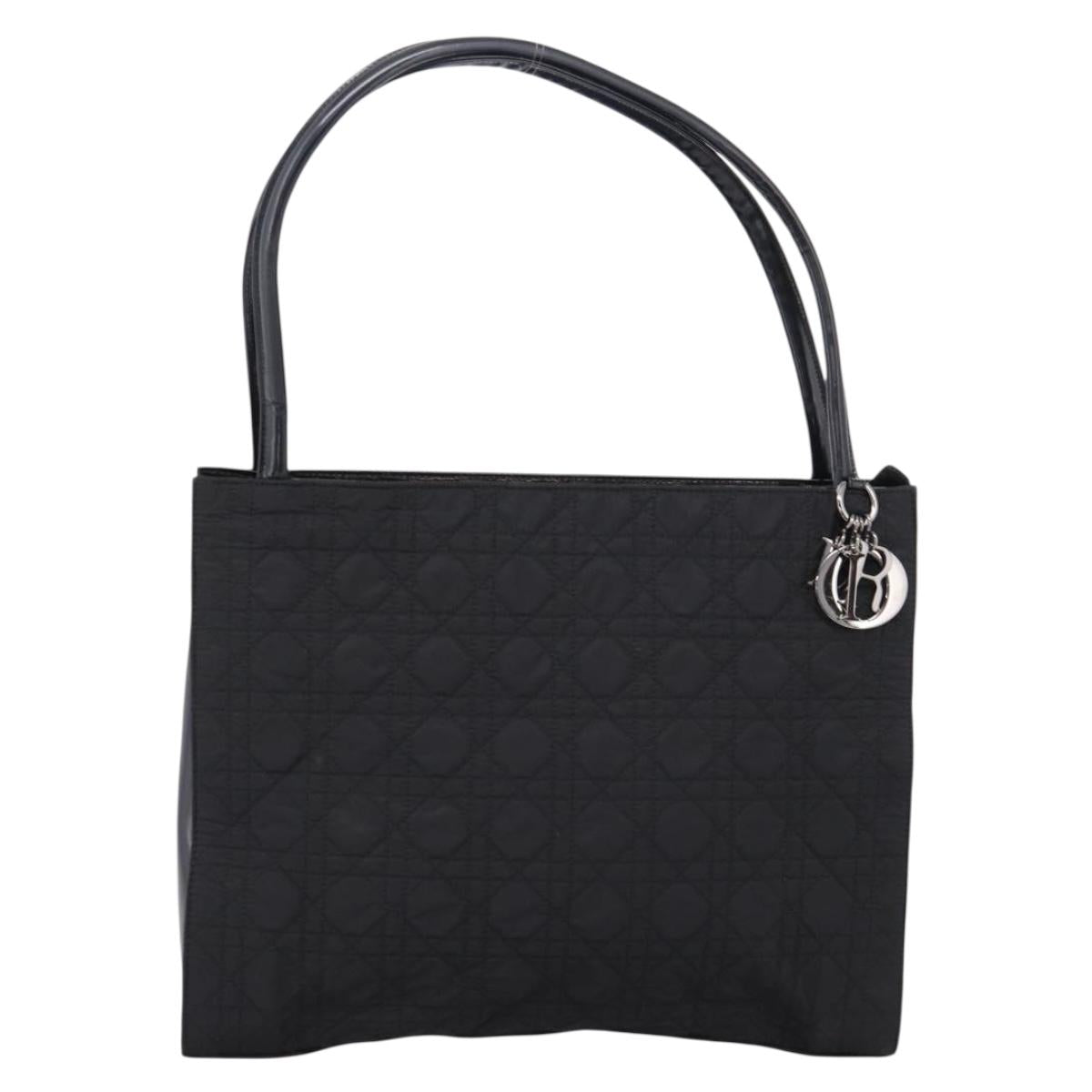 Christian Dior Canage Shoulder Bag Nylon Black Silver Auth ep16826A