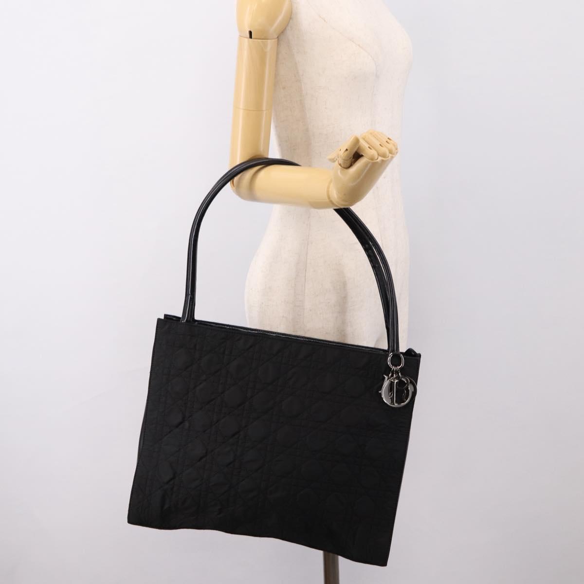 Christian Dior Canage Shoulder Bag Nylon Black Silver Auth ep16826A
