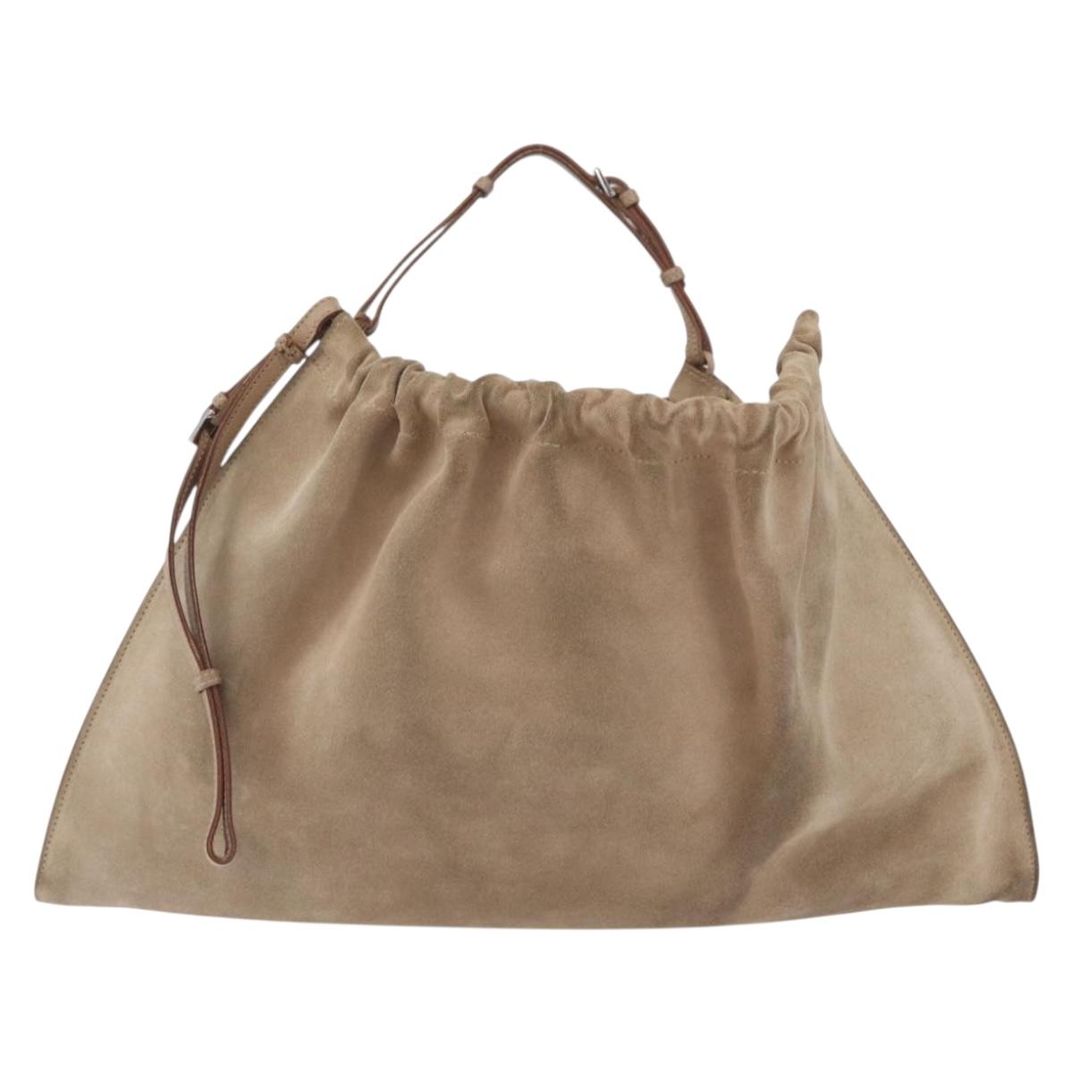 GUCCI Hand Bag Suede Beige 76554 Auth ep16831