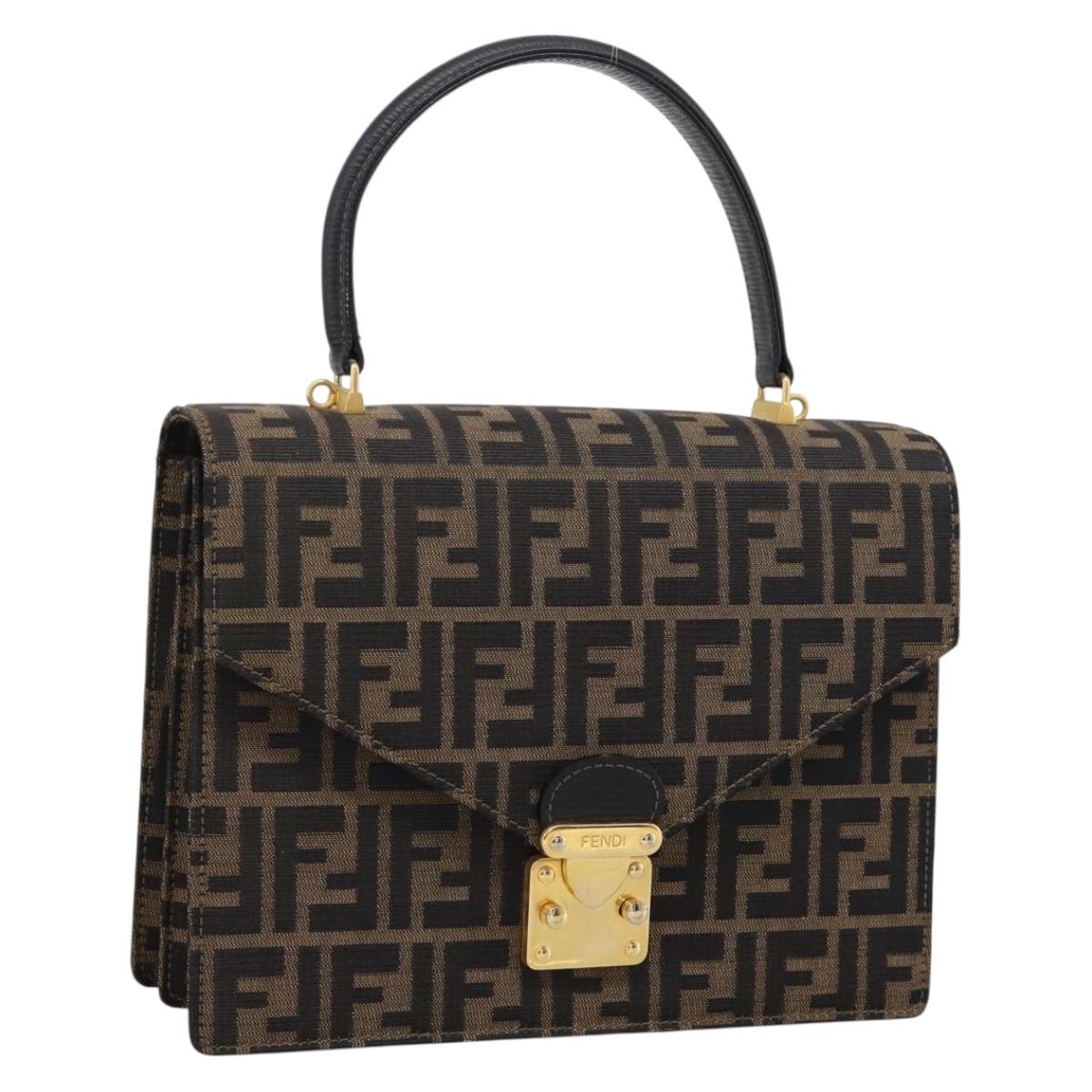FENDI Zucca Canvas Mamma Baguette Hand Bag Black Brown Auth ep16832V