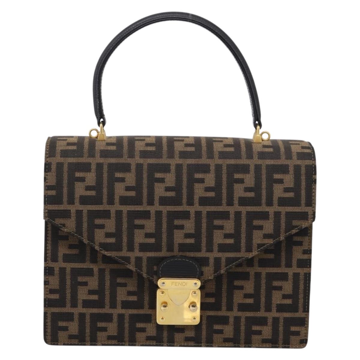 FENDI Zucca Canvas Mamma Baguette Hand Bag Black Brown Auth ep16832V
