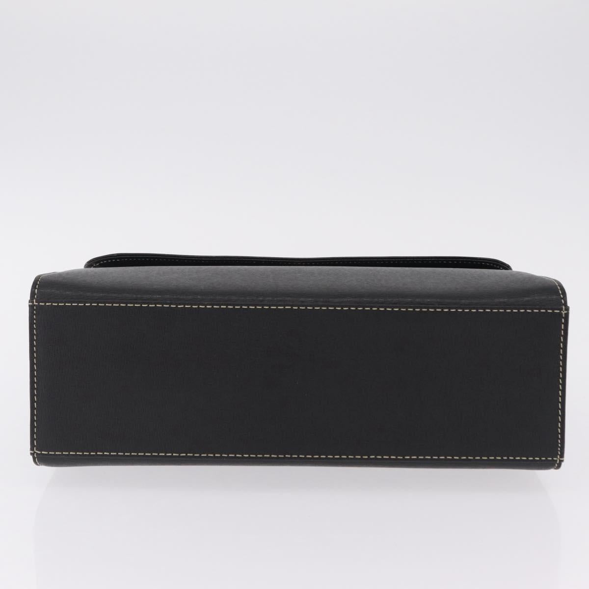 Burberrys Hand Bag Leather Black Gold Auth ep16840A