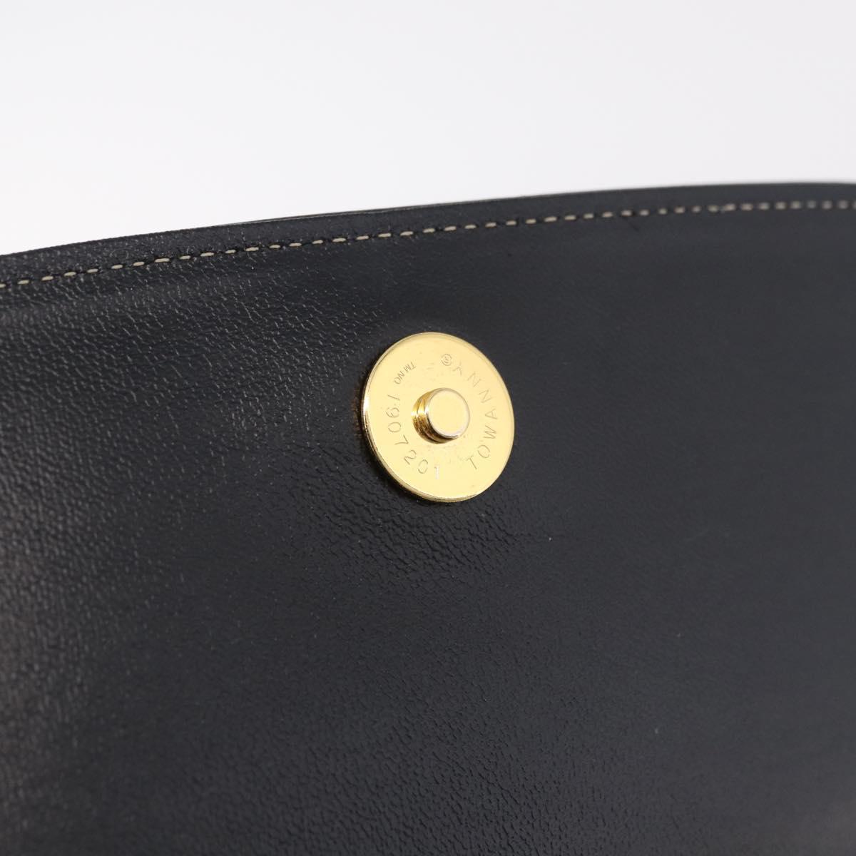 Burberrys Hand Bag Leather Black Gold Auth ep16840A