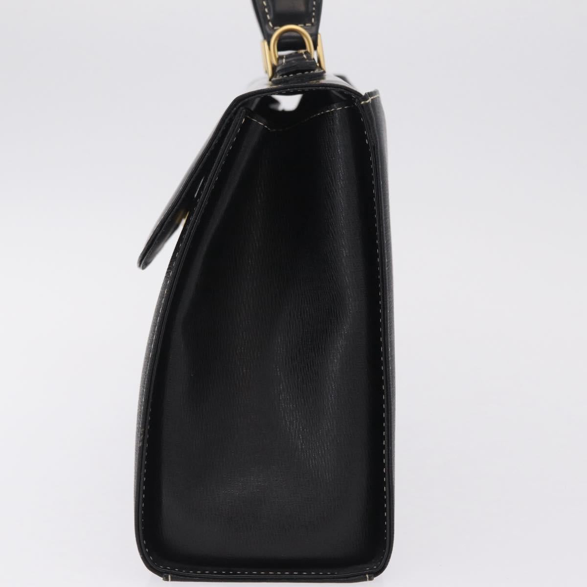 Burberrys Hand Bag Leather Black Gold Auth ep16840A