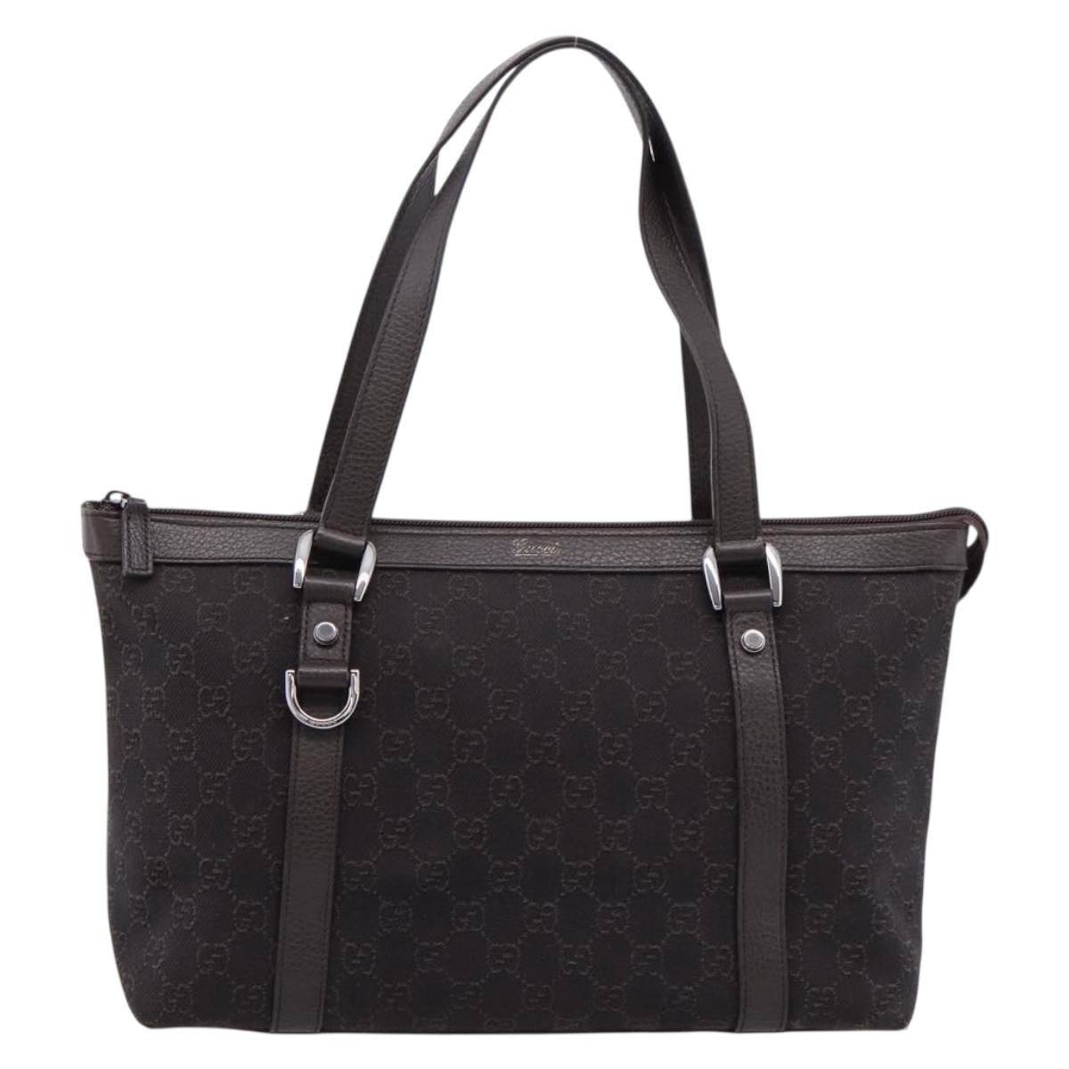 GUCCI GG Canvas Abbey Tote Bag Outlet Dark Brown Silver 268640 Auth ep16847