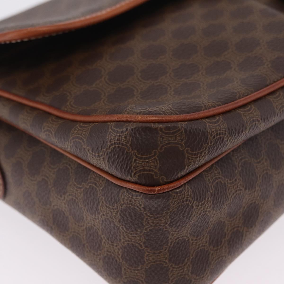 CELINE Macadam Canvas Shoulder Bag PVC Leather Brown Gold Auth ep16848A