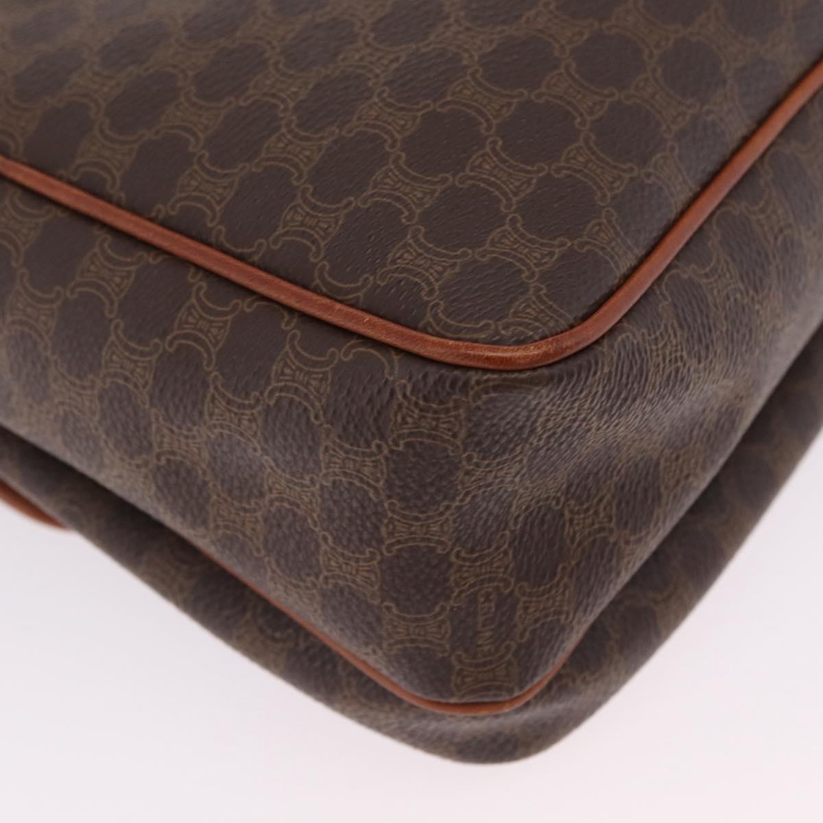 CELINE Macadam Canvas Shoulder Bag PVC Leather Brown Gold Auth ep16848A
