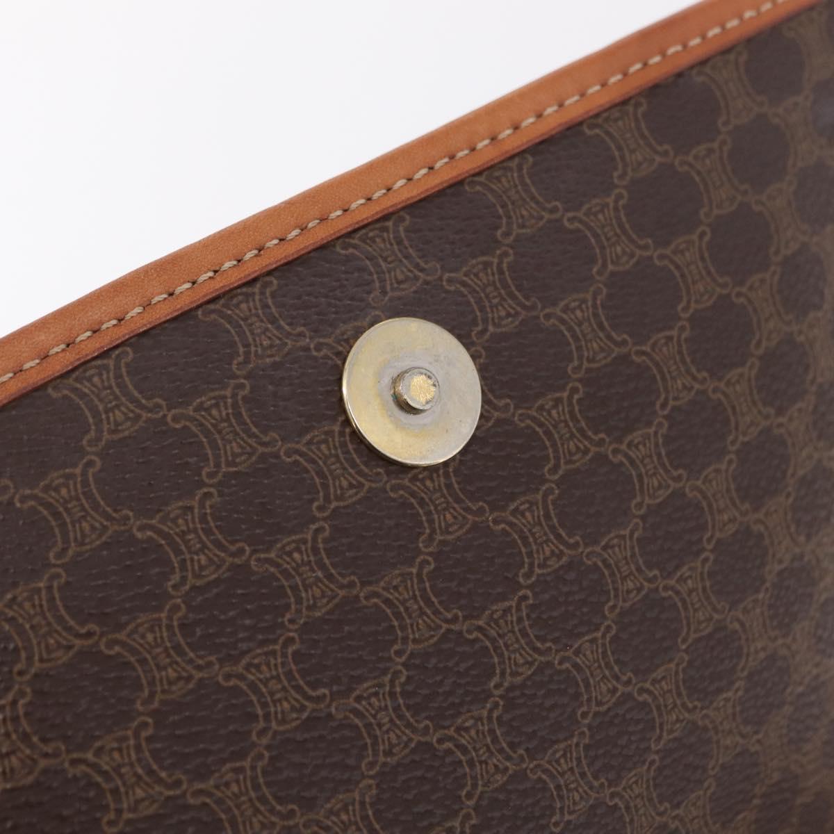 CELINE Macadam Canvas Shoulder Bag PVC Leather Brown Gold Auth ep16848A