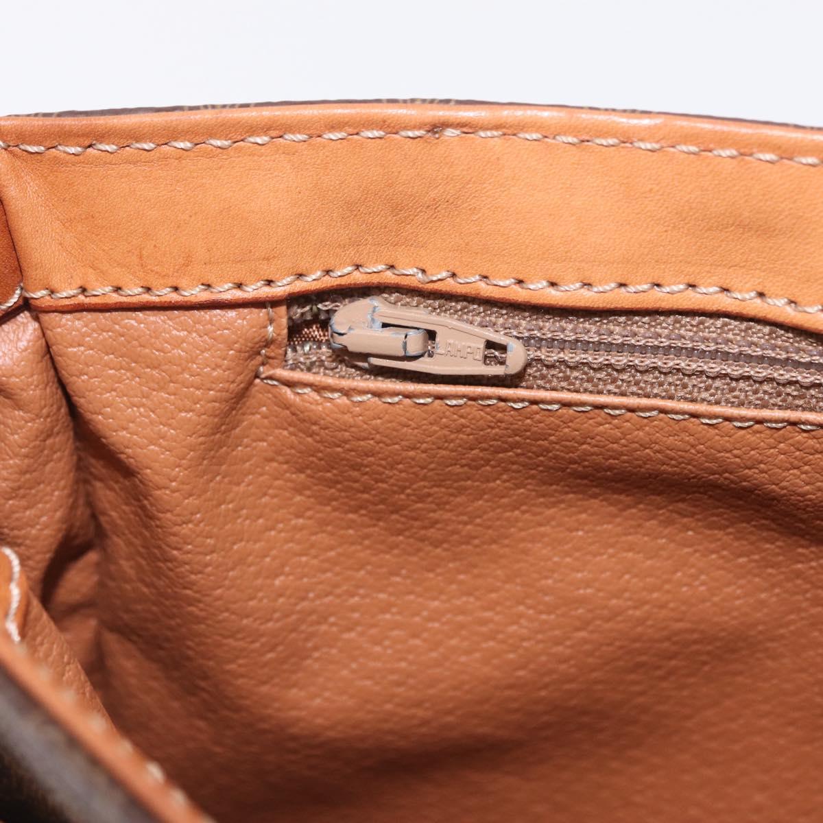 CELINE Macadam Canvas Shoulder Bag PVC Leather Brown Gold Auth ep16848A