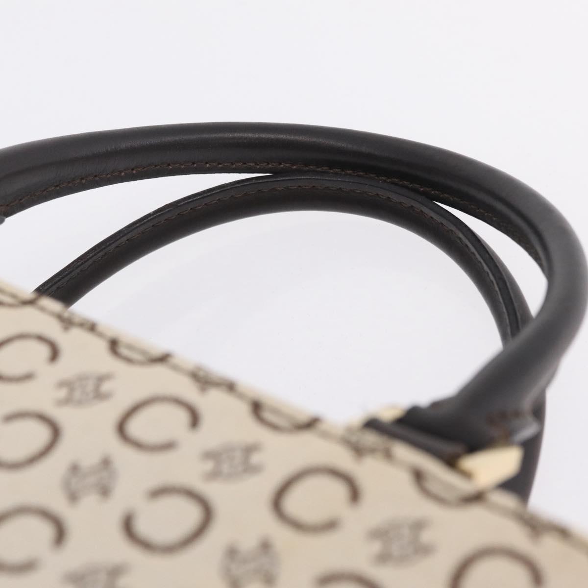 CELINE C Macadam Canvas Hand Bag White Gold Auth ep16854A