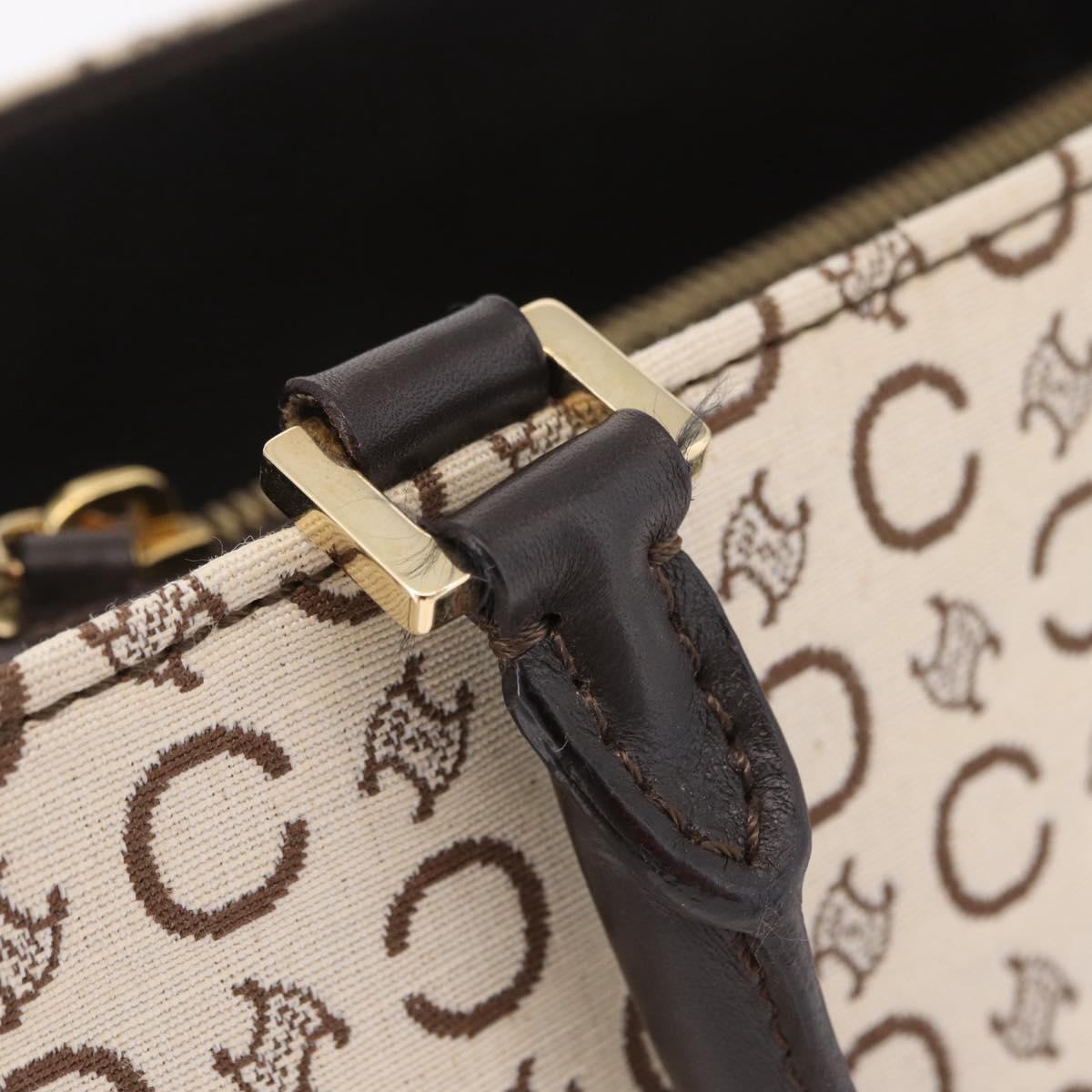 CELINE C Macadam Canvas Hand Bag White Gold Auth ep16854A