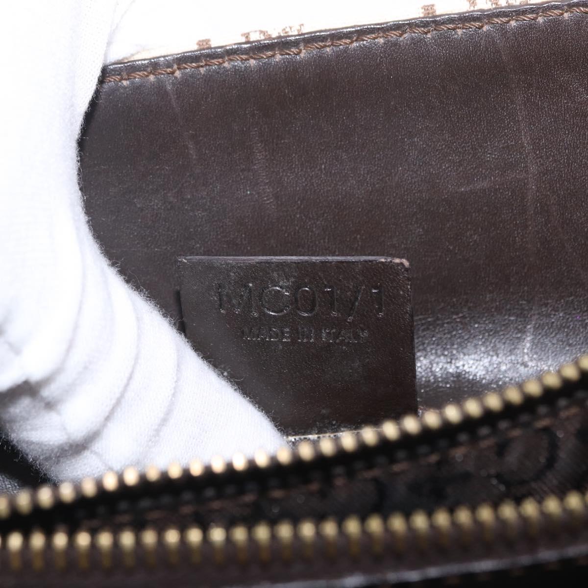 CELINE C Macadam Canvas Hand Bag White Gold Auth ep16854A