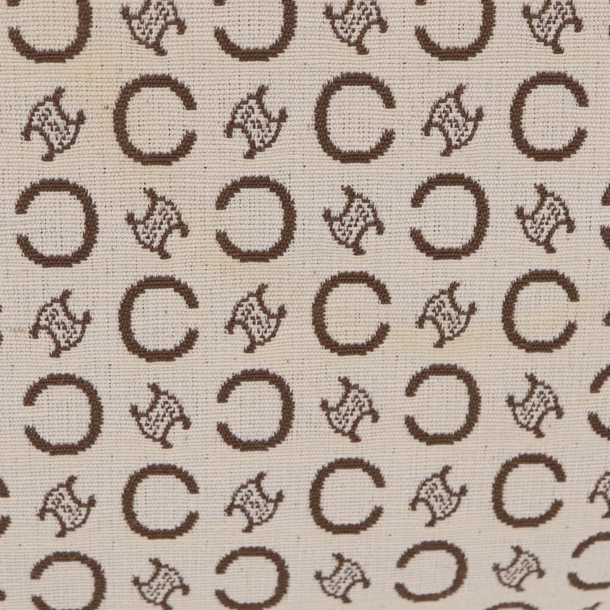 CELINE C Macadam Canvas Hand Bag White Gold Auth ep16854A
