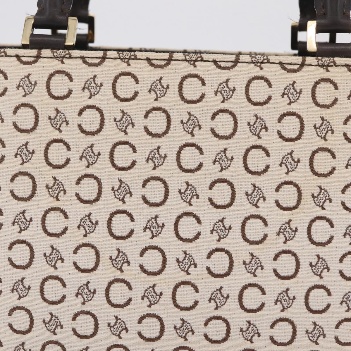 CELINE C Macadam Canvas Hand Bag White Gold Auth ep16854A