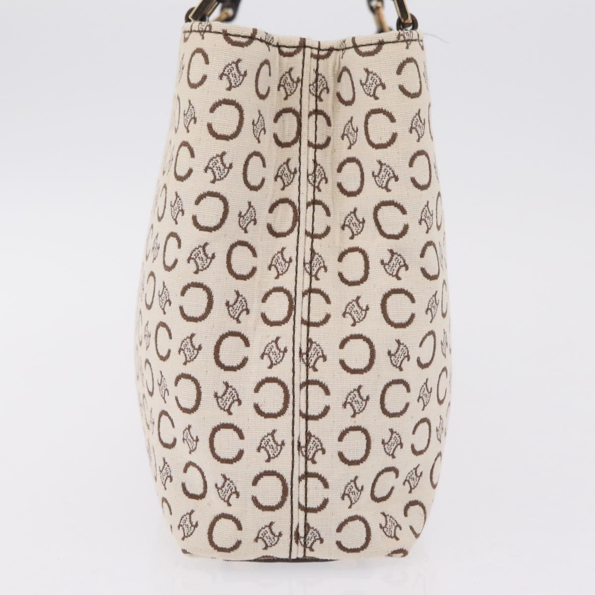CELINE C Macadam Canvas Hand Bag White Gold Auth ep16854A