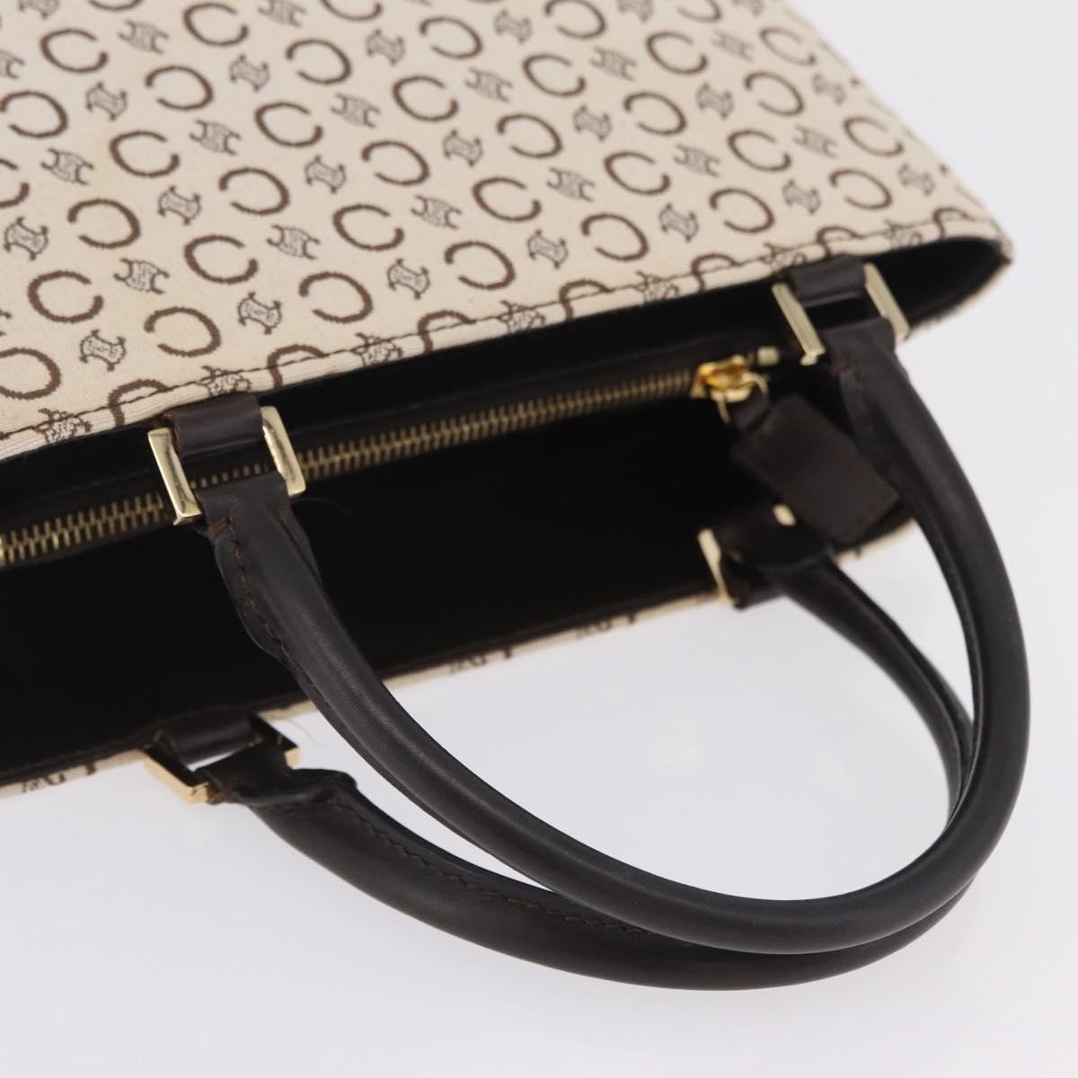 CELINE C Macadam Canvas Hand Bag White Gold Auth ep16854A
