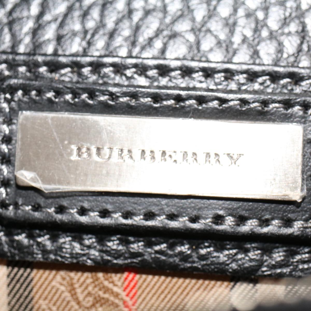 BURBERRY Clutch Bag Leather Black Auth ep1686