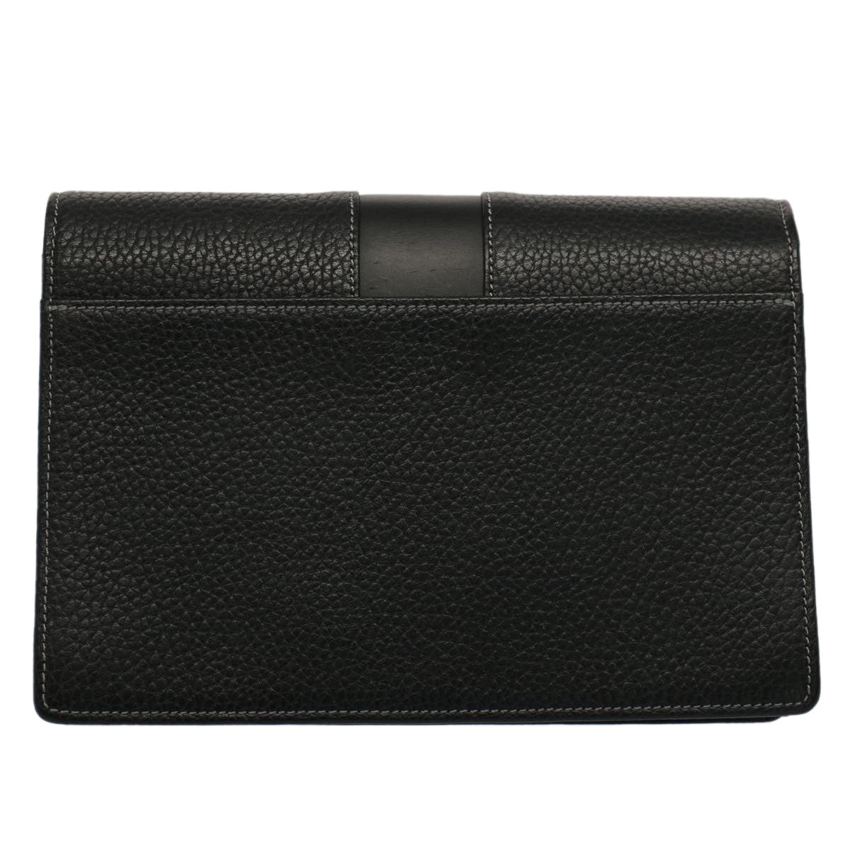 BURBERRY Clutch Bag Leather Black Auth ep1686