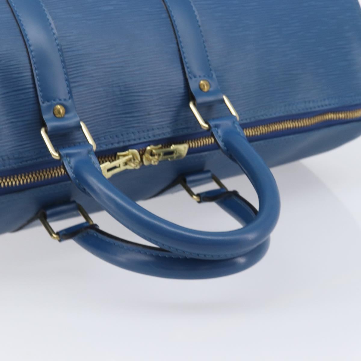 LOUIS VUITTON Epi Keepall 50 Boston Bag Blue M42965 LV Auth ep16874V