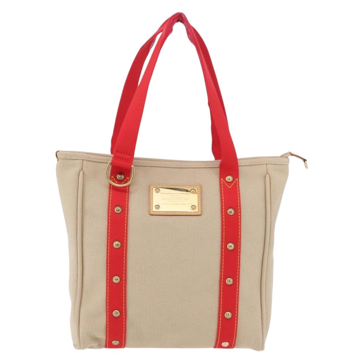 LOUIS VUITTON Antigua Cabas MM Tote Bag Beige Red M40035 LV Auth ep16876