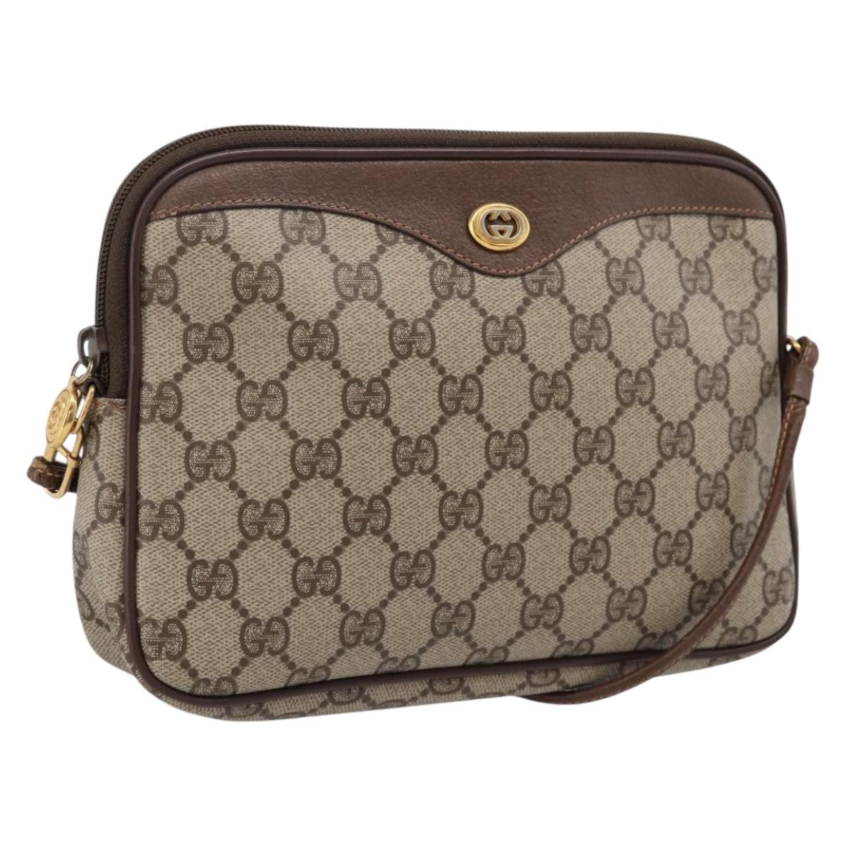 GUCCI GG Supreme Shoulder Bag PVC Beige Gold 97 02 068 Auth ep16878