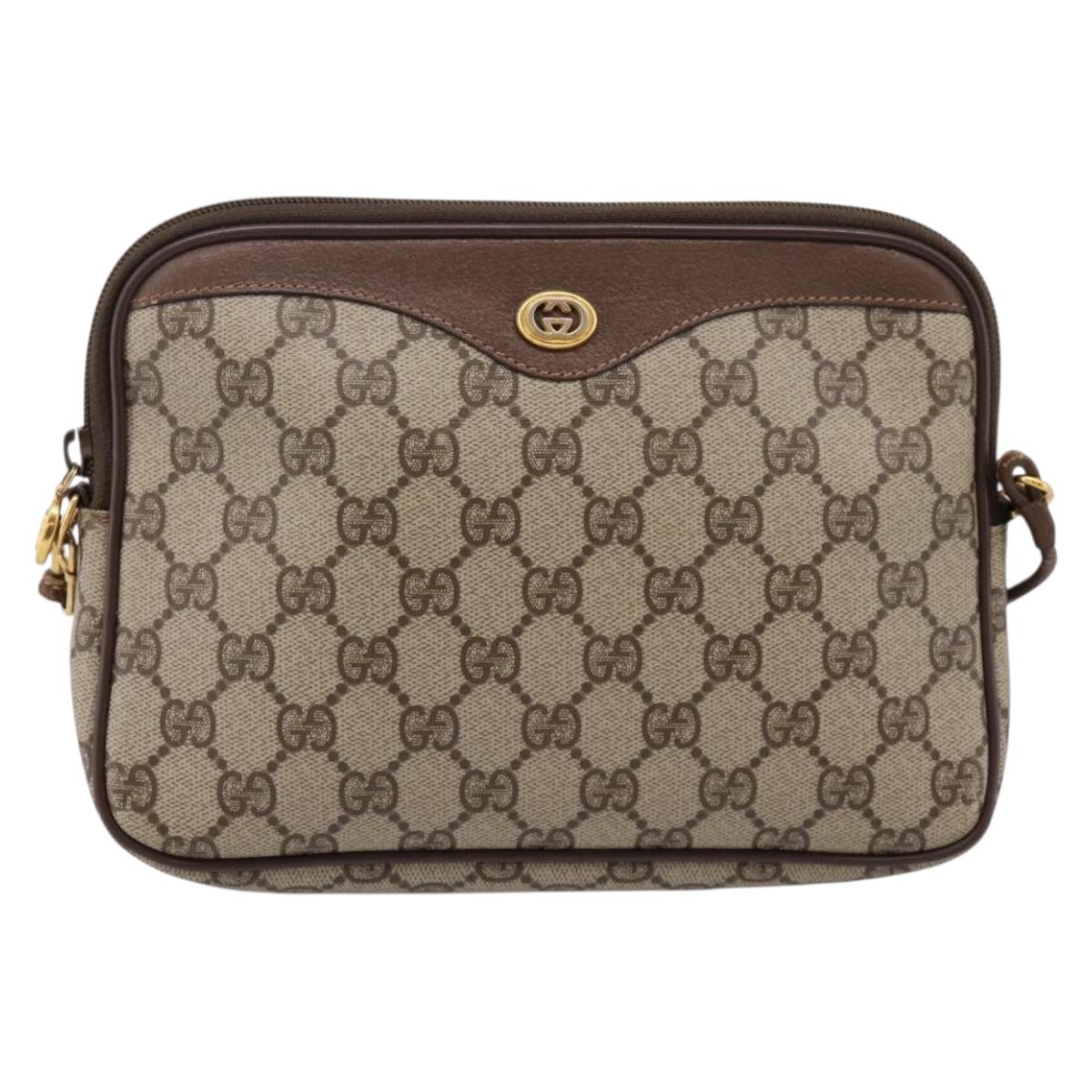 GUCCI GG Supreme Shoulder Bag PVC Beige Gold 97 02 068 Auth ep16878